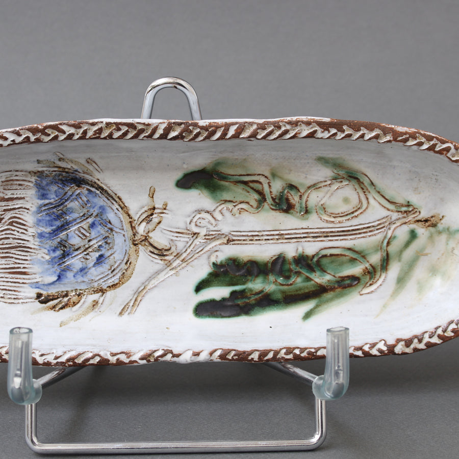 French Ceramic Decorative Dish with Flower Motif by Albert Thiry (circa 1970s)