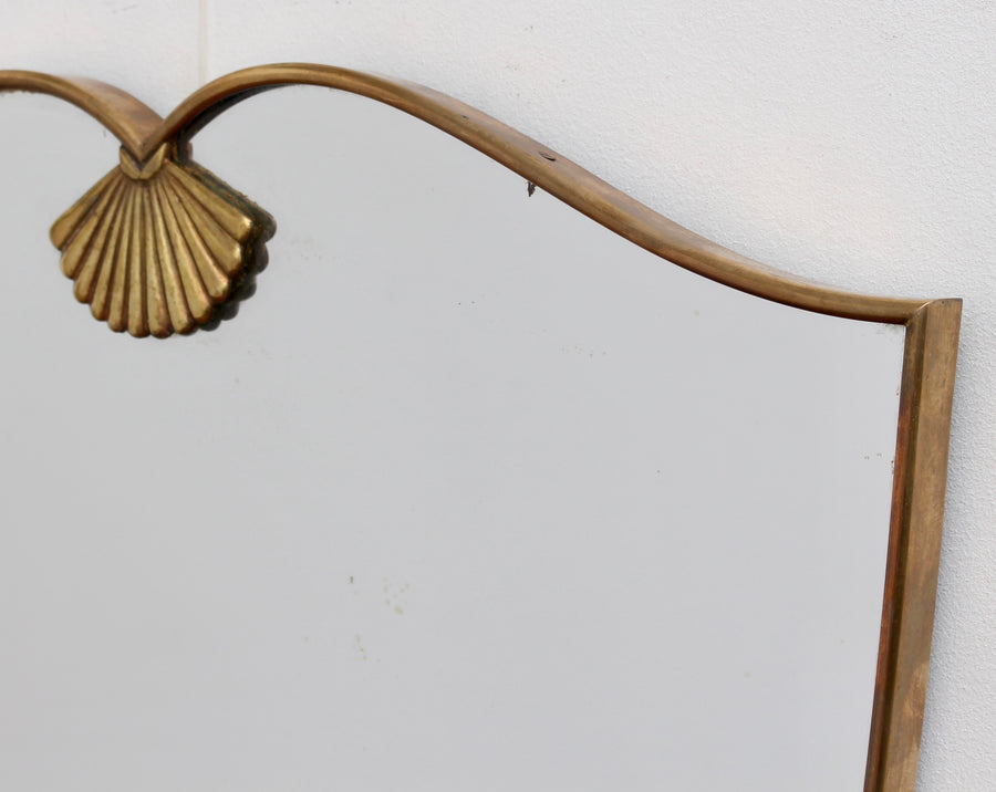 Vintage Italian Wall Mirror with Brass Frame and Decoration (circa 1950s)