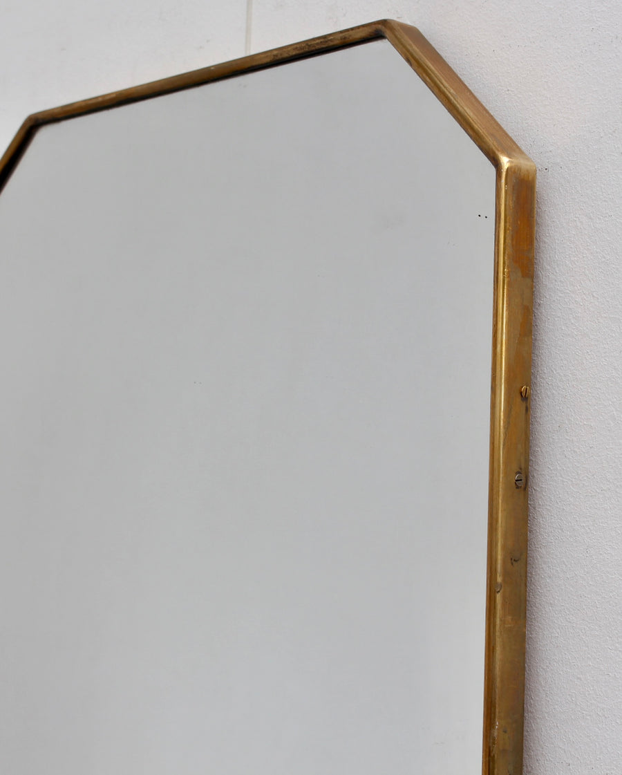 Mid-Century Italian Octagonal Mirror with Brass Frame (circa 1950s)