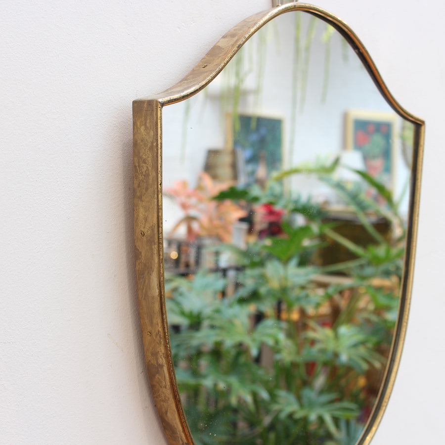 Vintage Italian Wall Mirror with Brass Frame (circa 1950s) - Small