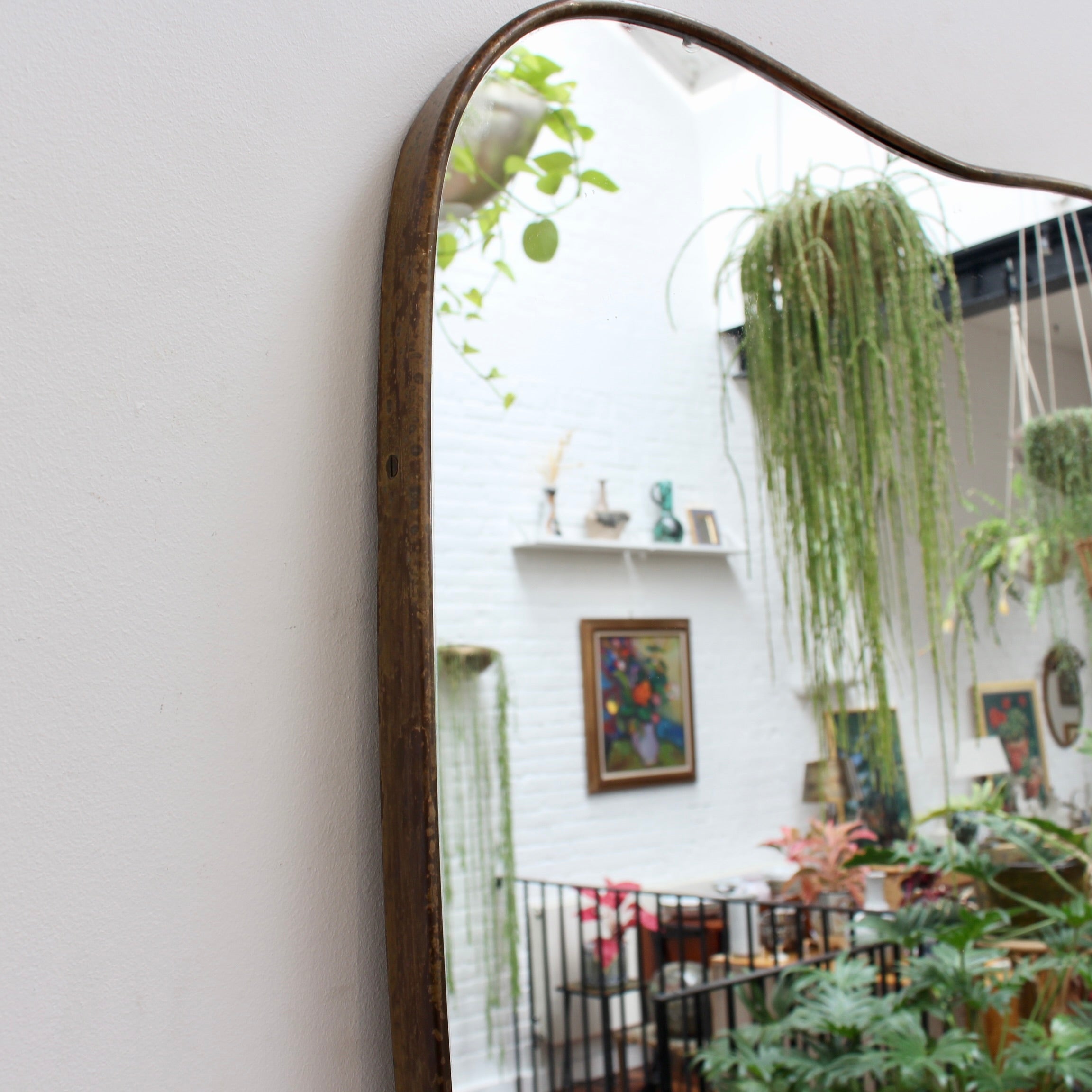 Vintage Italian Wall Mirror with Brass Frame (circa 1950s