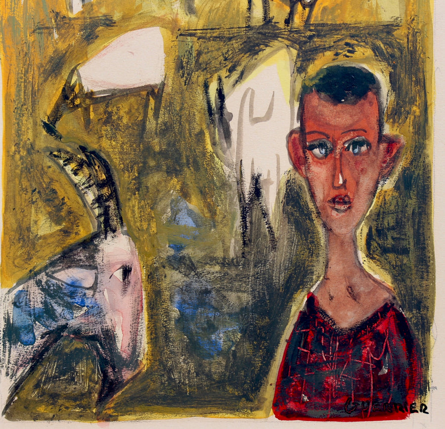 'Landscape with Man and Goats' by Raymond Guerrier (circa 1960s)