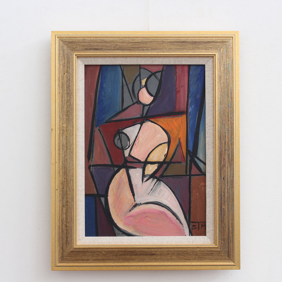 'Radiant Reflections: Cubist Portrait of a Woman' by STM (circa 1970s)