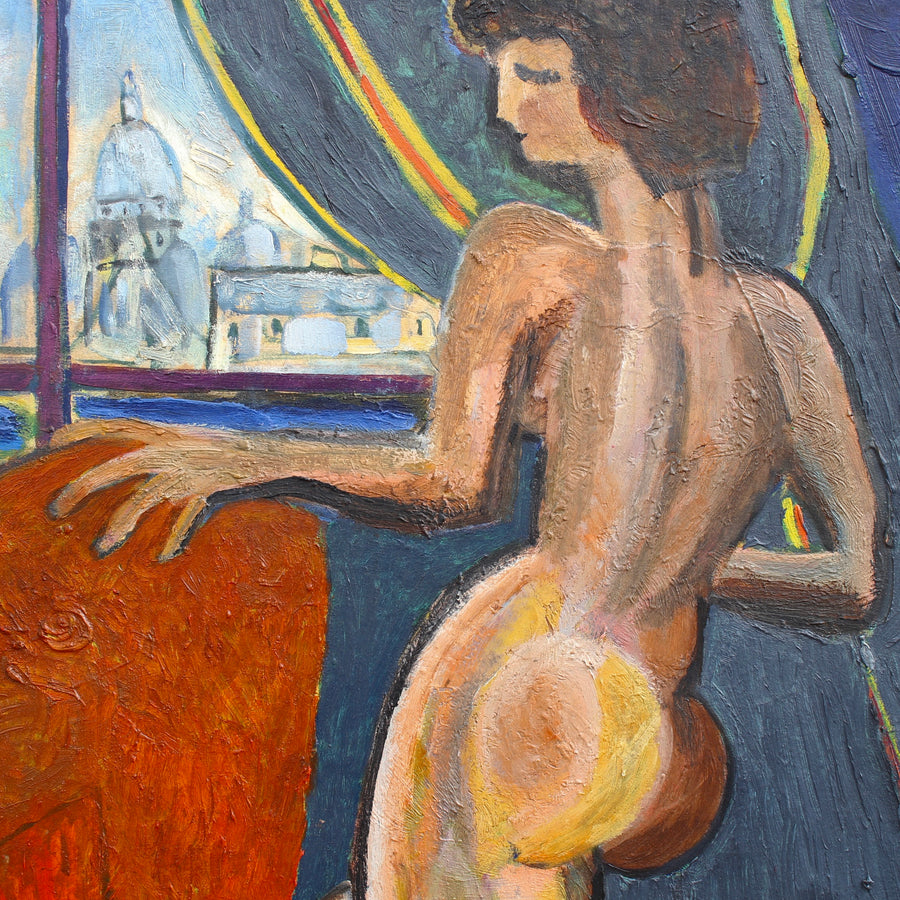 'Nude at the Window Overlooking Sacré-Coeur' by Louis Latapie (circa 1930s)