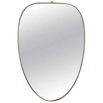 Mid-Century Italian Wall Mirror with Brass Frame (Circa 1950s)