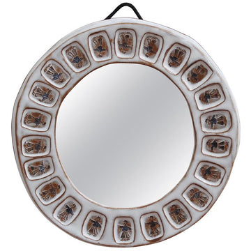 Ceramic Decorative Wall Mirror with Breton Motif (circa 1970s)