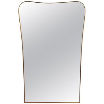 Mid-Century Italian Wall Mirror with Brass Frame (Circa 1950s)