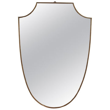 Mid-Century Italian Wall Mirror with Brass Frame (circa 1950s)