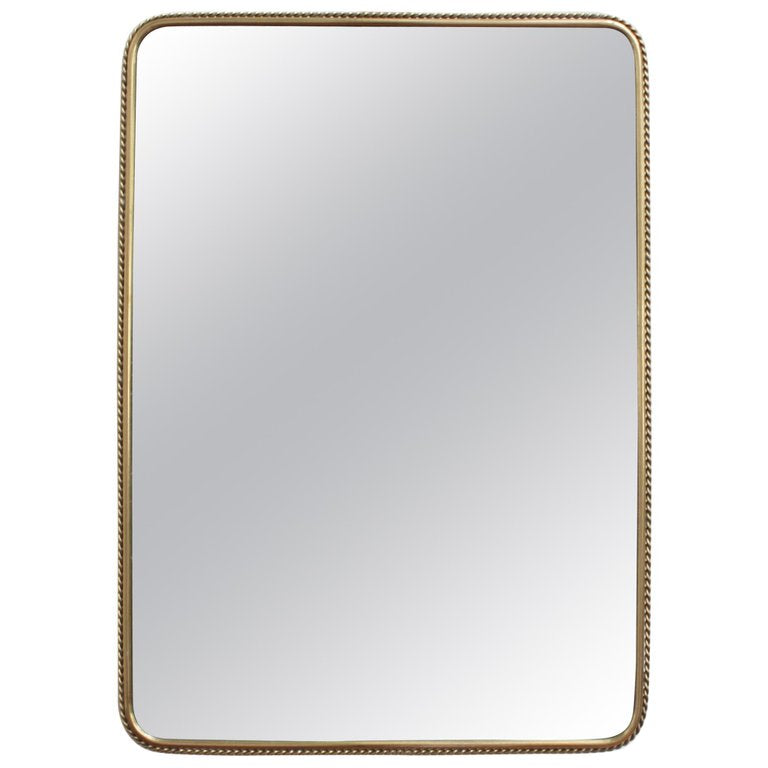 Mid-Century Italian Wall Mirror with Decorative Brass Frame (circa 1950s) - Small