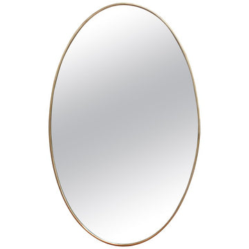 Mid-Century Oval-Shaped Italian Wall Mirror with Brass Frame (circa 1950s)