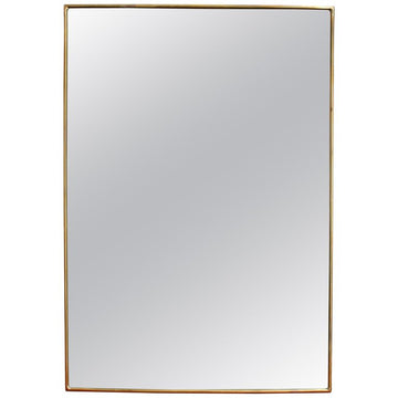 Mid-Century Rectangular Italian Wall Mirror with Brass Frame (circa 1950s)