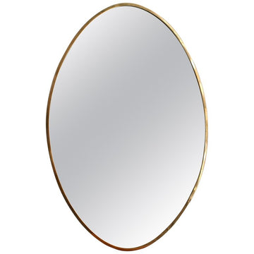 Mid-Century Oval Italian Wall Mirror with Brass Frame (circa 1950s)