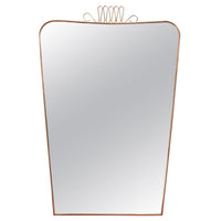 Mid-Century Italian Wall Mirror with Brass Frame and Top Flourish (circa 1950s)