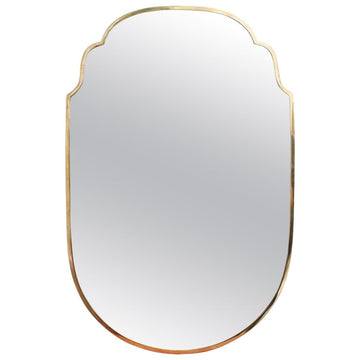 Mid-Century Italian Wall Mirror with Brass Frame (circa 1950s)