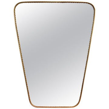 Mid-Century Italian Wall Mirror with Brass Frame (circa 1950s)