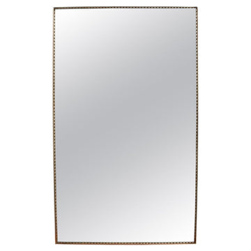 Vintage Italian Wall Mirror with Brass Frame and Beading (circa 1950s)