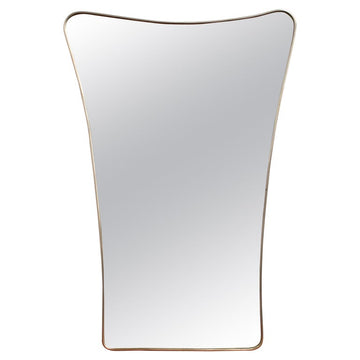 Vintage Italian Wall Mirror with Brass Frame (circa 1950s)