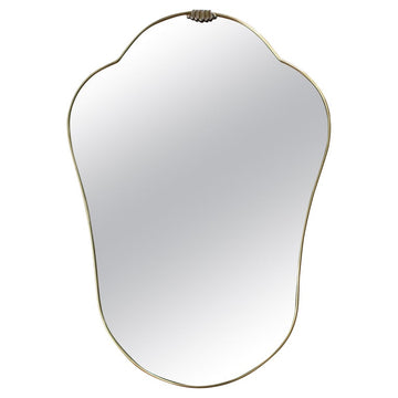 Mid-Century Italian Wall Mirror with Brass Frame (circa 1950s)