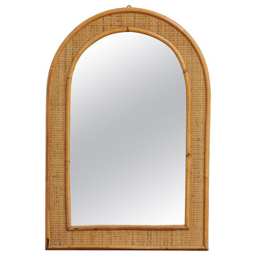 Mid-Century Italian Wicker and Rattan Wall Mirror (circa 1960s)