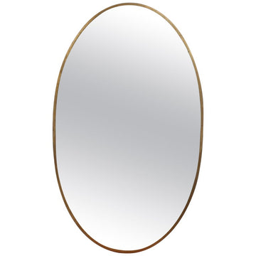 Vintage Italian Oval Wall Mirror with Brass Frame (circa 1950s)