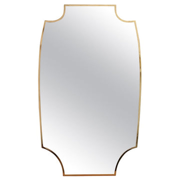 Mid-Century Italian Wall Mirror with Brass Frame (circa 1950s) - Large