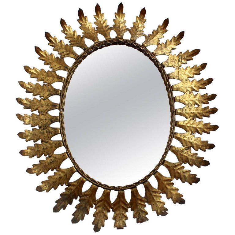 Spanish Gilt Metal Sunburst Mirror (c. 1950s)
