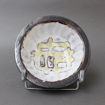 Vintage French Ceramic Decorative Bowl with Abstract Motif Attributed to Jean Rivier (circa 1960s)