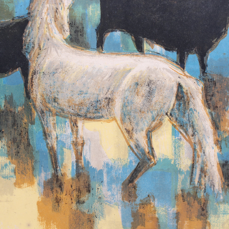'The Horses and Bulls of the Camargue', Original Lithograph by Robert Debiève (circa 1960s)