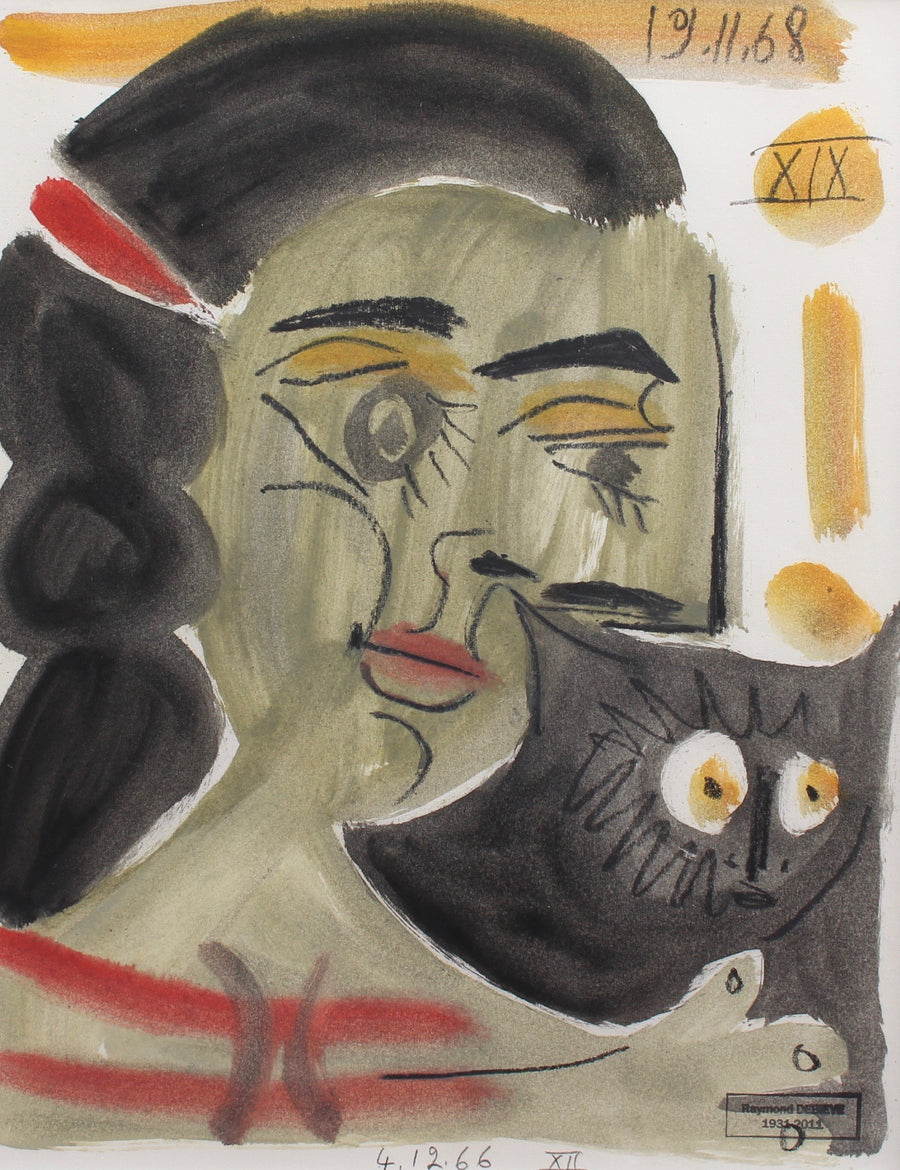 'Young Woman and Cat' by Raymond Debiève (1968)