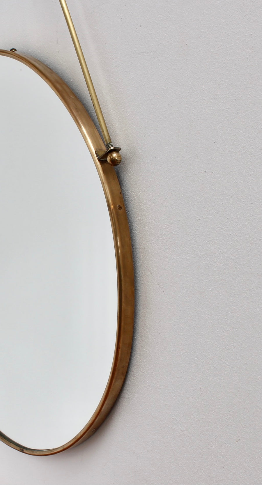 Mid-Century Vintage Italian Brass Mirror with Decorative Hanging Rods (circa 1950s)