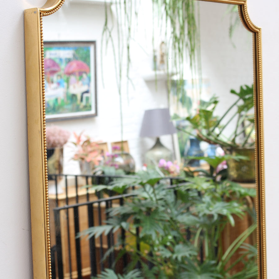 Mid-Century Italian Wall Mirror with Brass Frame and Beading (circa 1960s)