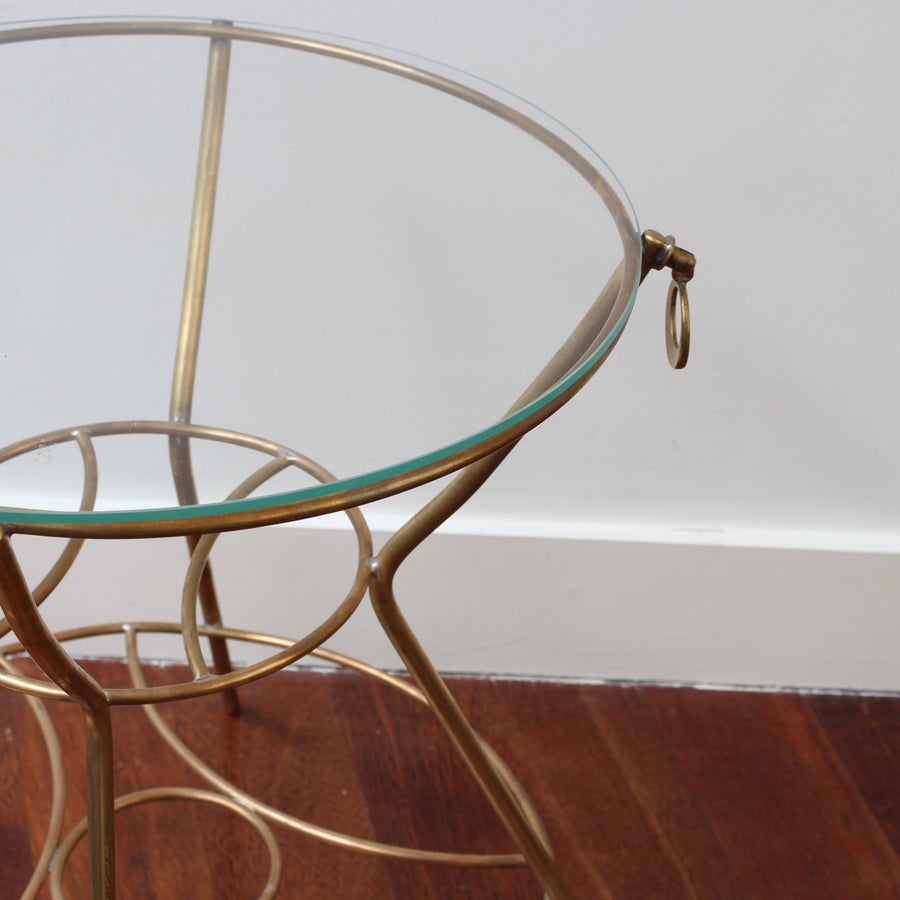 Vintage Italian Side Table with Brass Legs and Glass Top (circa 1960s)