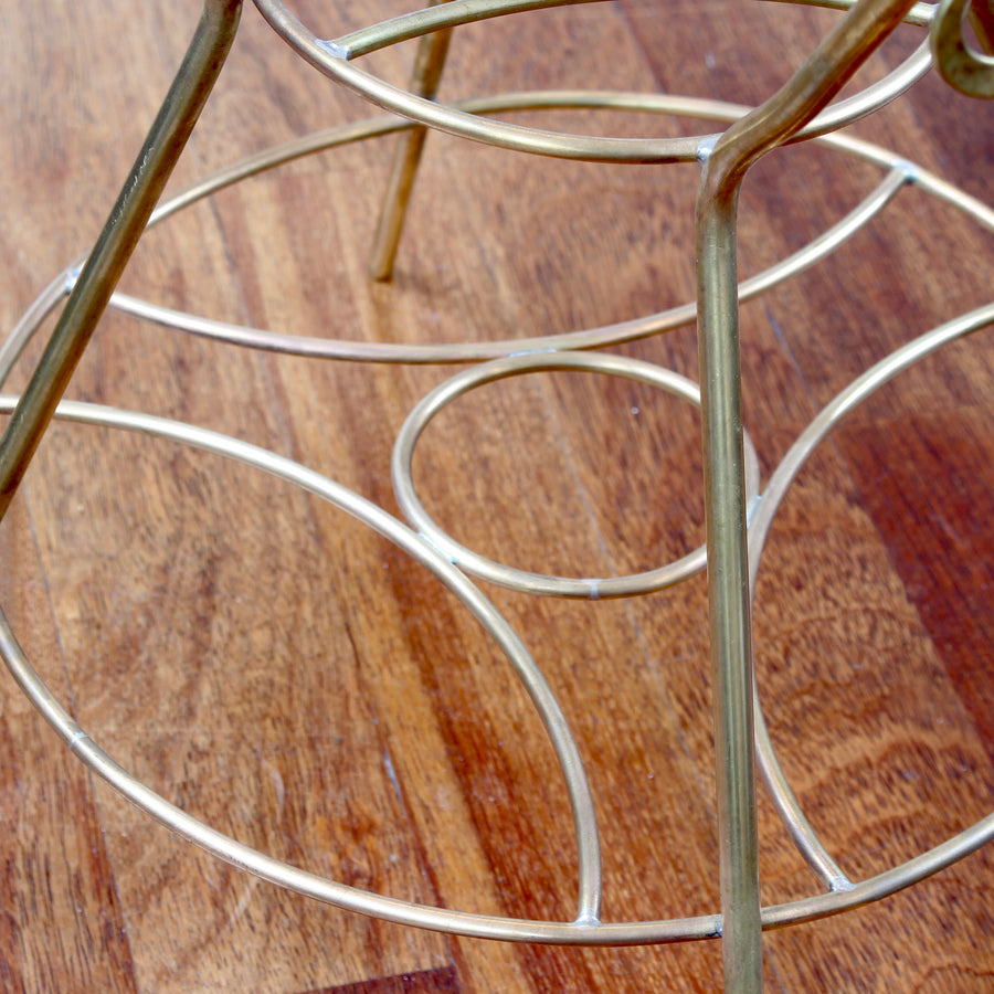 Vintage Italian Side Table with Brass Legs and Glass Top (circa 1960s)