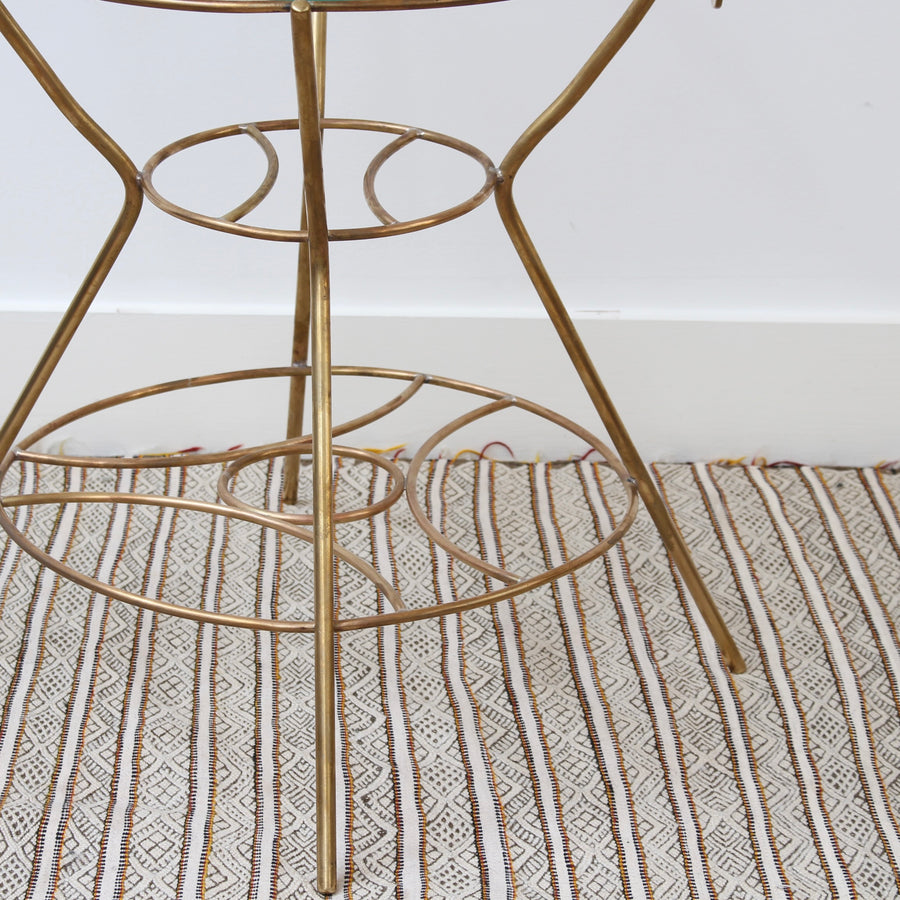 Vintage Italian Side Table with Brass Legs and Glass Top (circa 1960s)