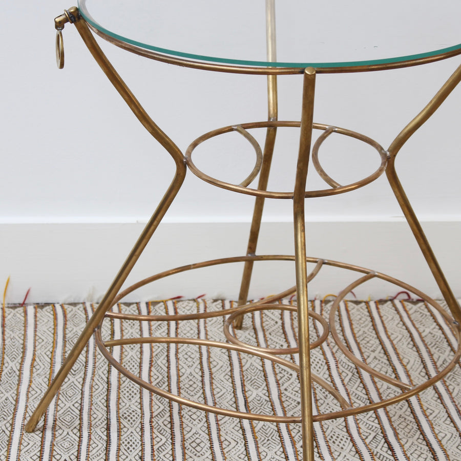 Vintage Italian Side Table with Brass Legs and Glass Top (circa 1960s)