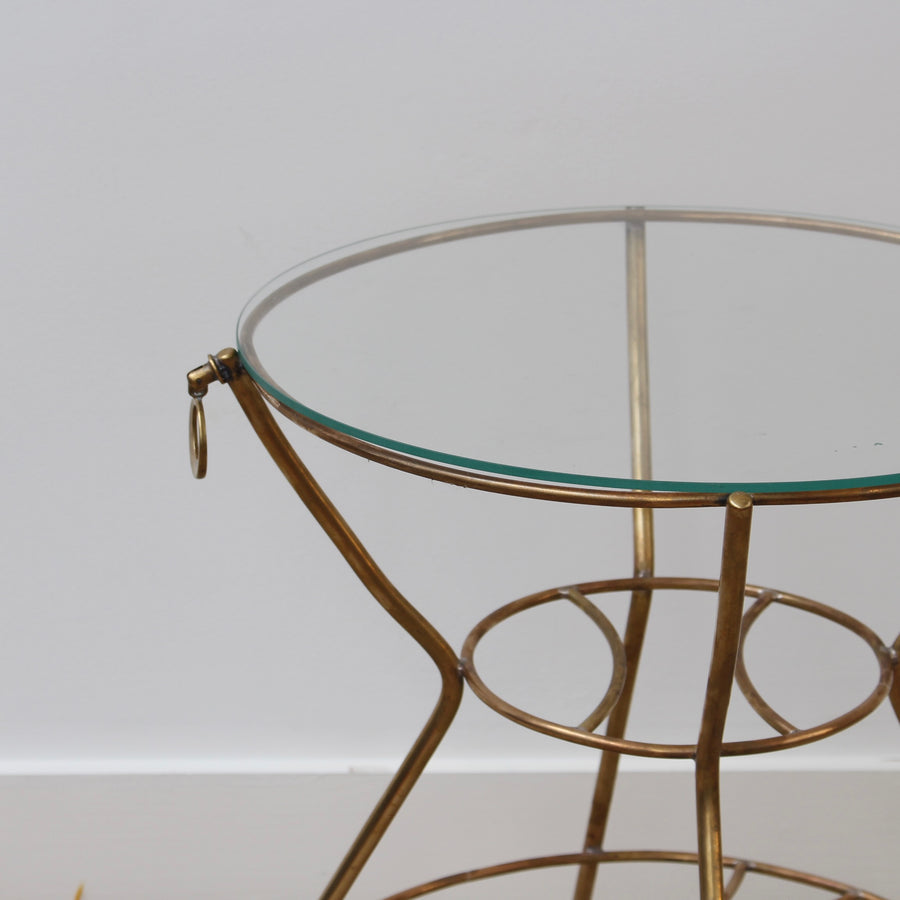 Vintage Italian Side Table with Brass Legs and Glass Top (circa 1960s)