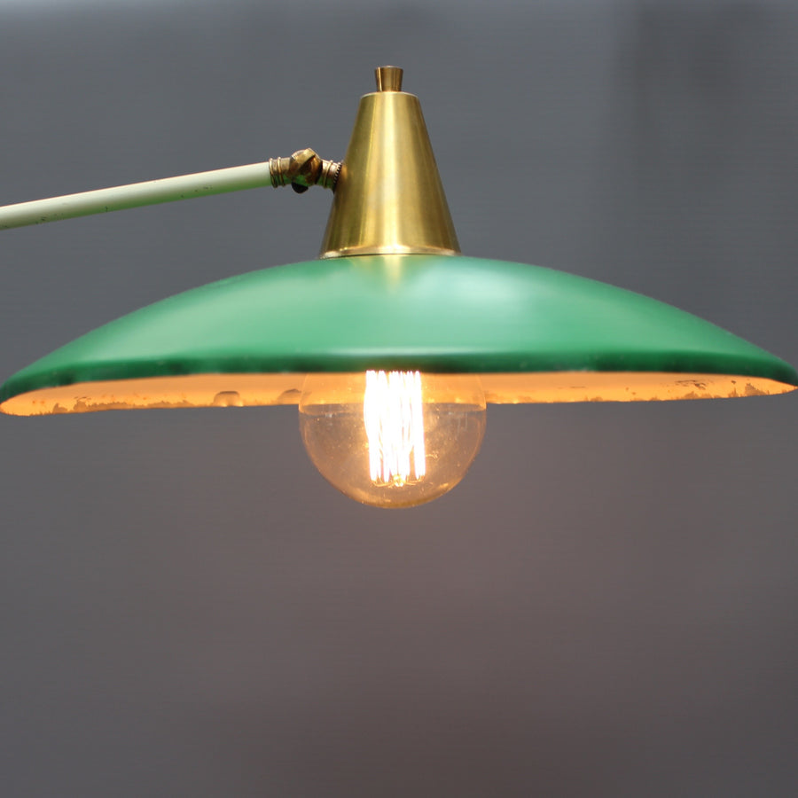 Stilux Italian Articulating Floor Lamp with Green Shade (circa 1950s)