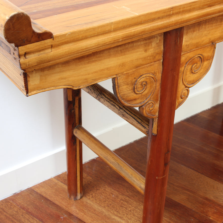 French Chinoise-Style Wood Console Table (20th Century)