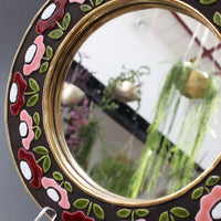 Ceramic Wall Mirror with Flower Motif by Mithé Espelt (circa 1960s)