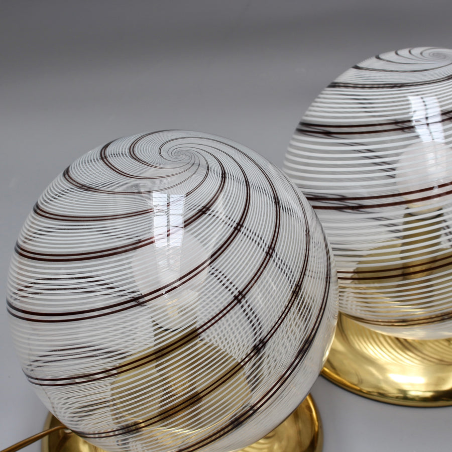 Pair of Murano Glass Globe Table Lamps (circa 1970s)