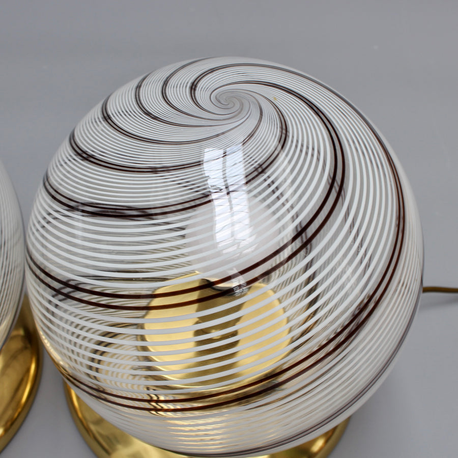 Pair of Murano Glass Globe Table Lamps (circa 1970s)