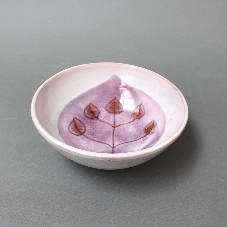 Decorative Ceramic Vide-Poche / Bowl with Plant Motif by Cloutier Brothers (circa 1970s)