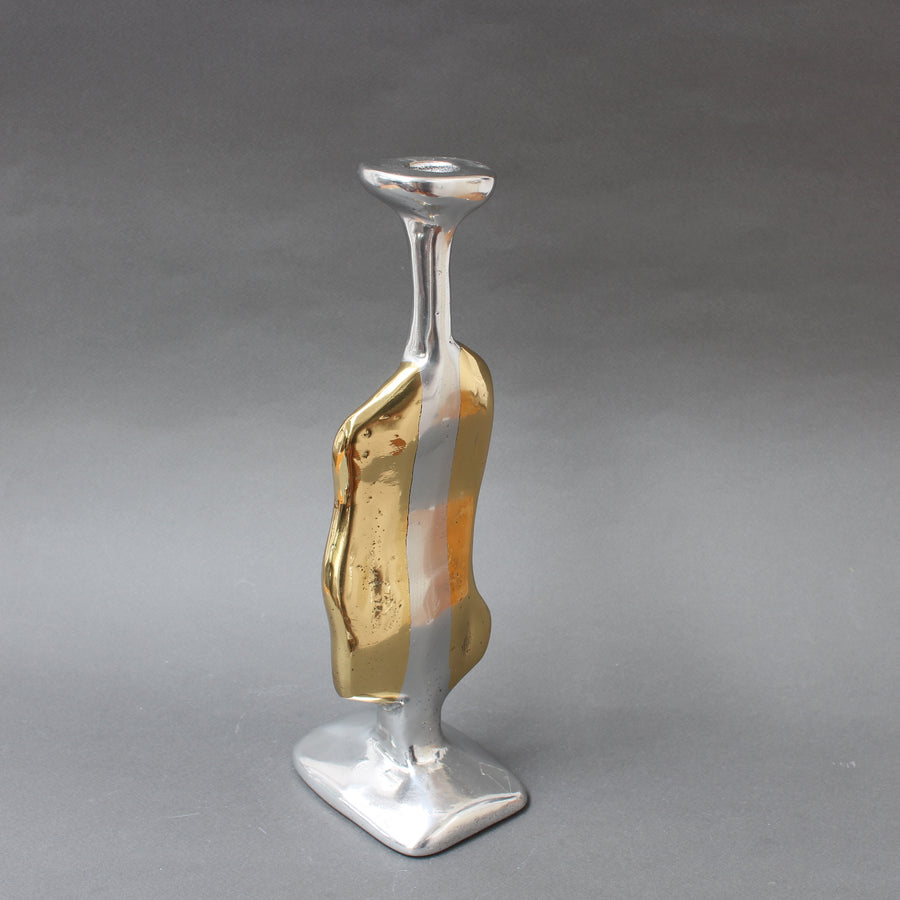 Aluminium and Brass Brutalist Style Candle Stand in the Style of David Marshall (circa 1970s)