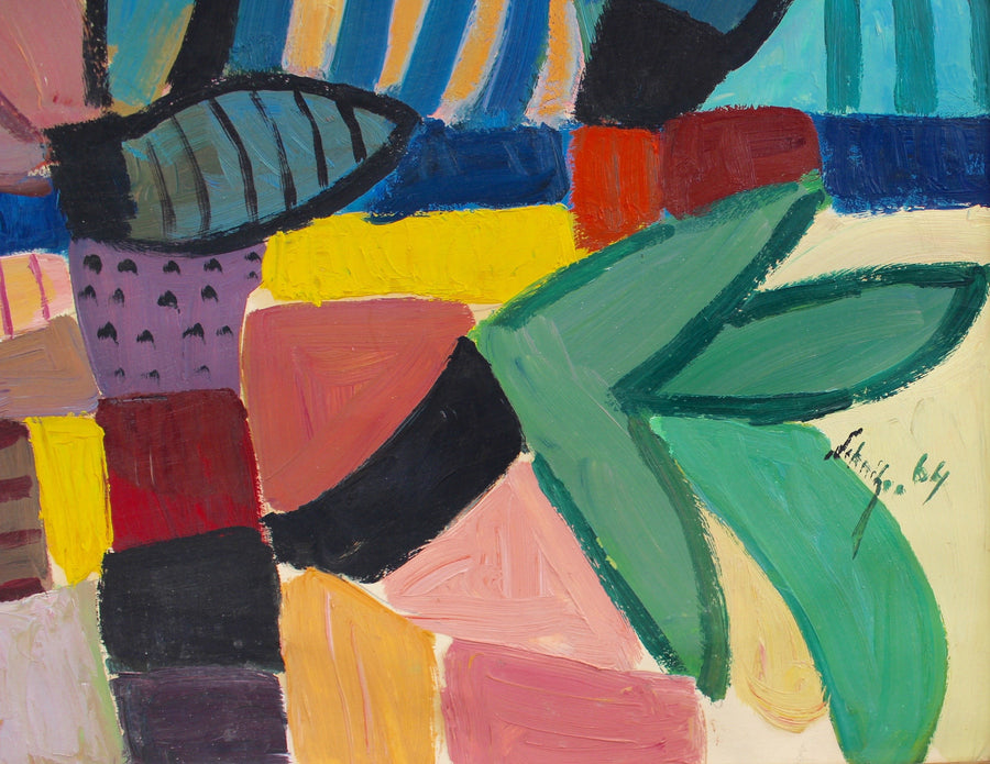 Abstract Oil on Paper by Schniger  (1964)