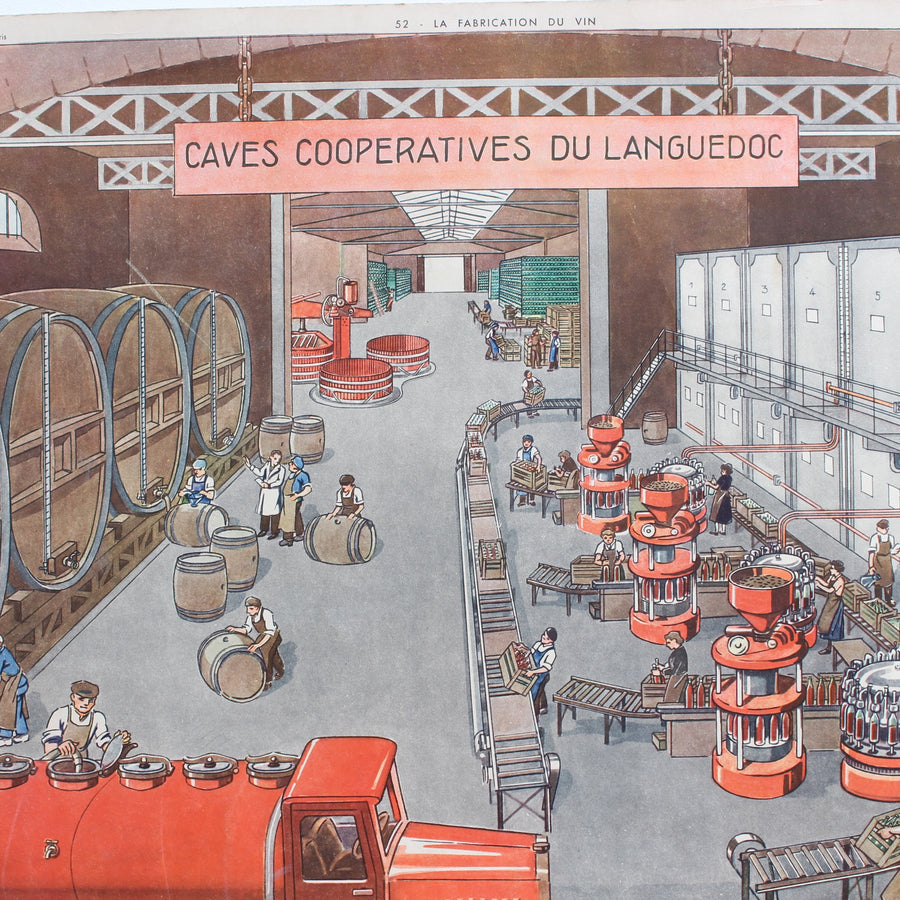 Vintage French School Poster - 'La Fabrication du Vin' (Circa 1950s - 1960s)