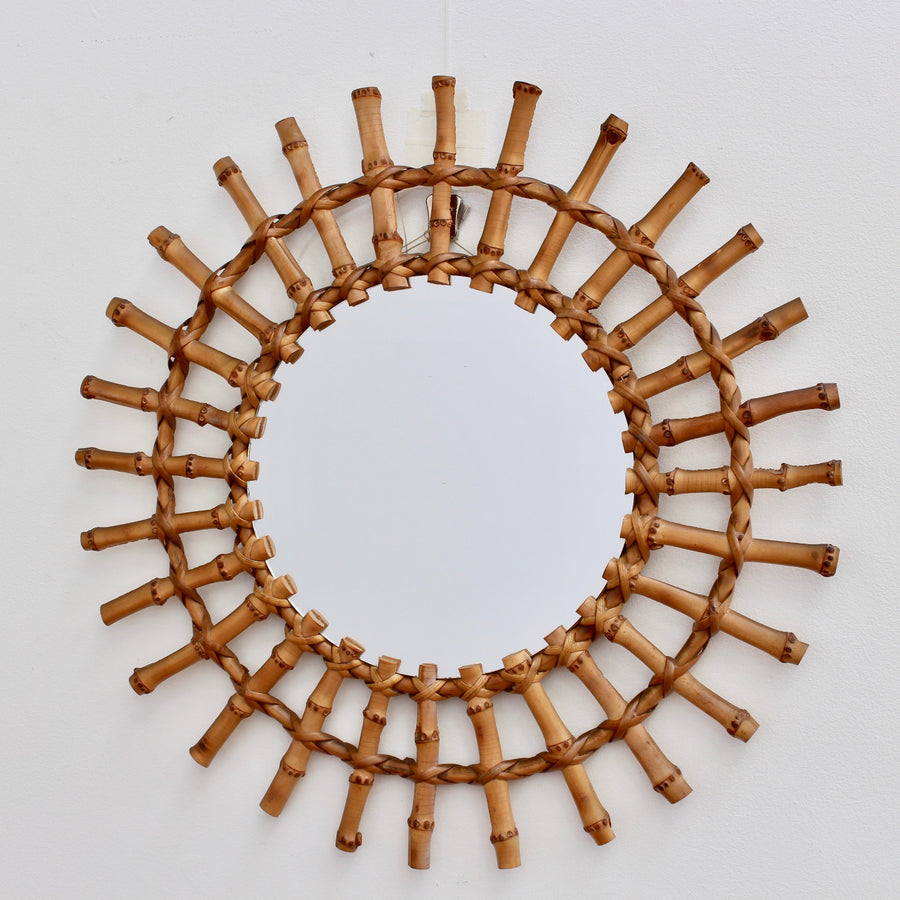 Mid-Century French Bamboo Sunburst Mirror (circa 1960s)