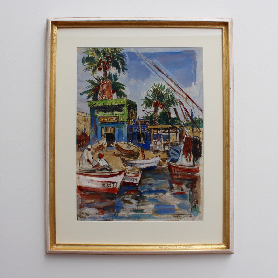 Fish Engram 'Mediterranean Fishing Village' by F Engram (c. 1970s) – Bureau of ...