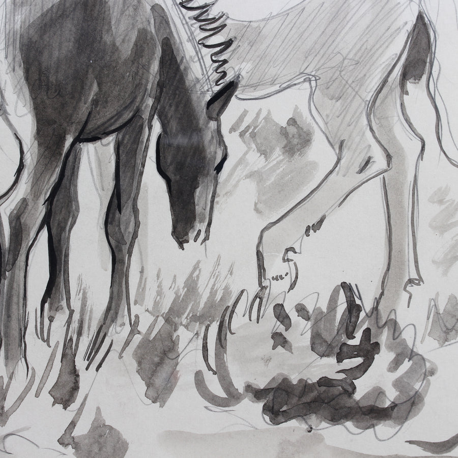 'Horses at the Edge of the Pond' by Yves Brayer (1980)