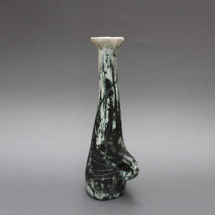 Long-Necked Earthenware Liqueur Bottle with Handle by Jacques Blin (Circa 1950s)