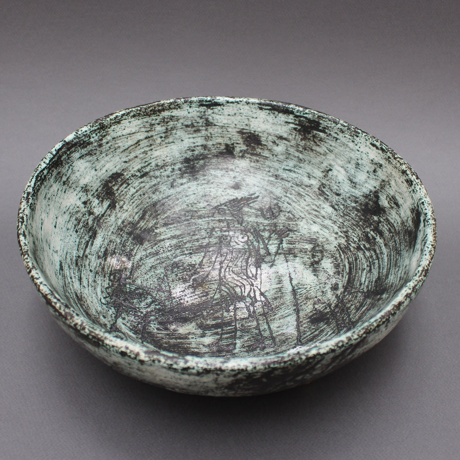 Ceramic Bowl with Stylised Décor on Four Legs by Jacques Blin (Circa 1950s)
